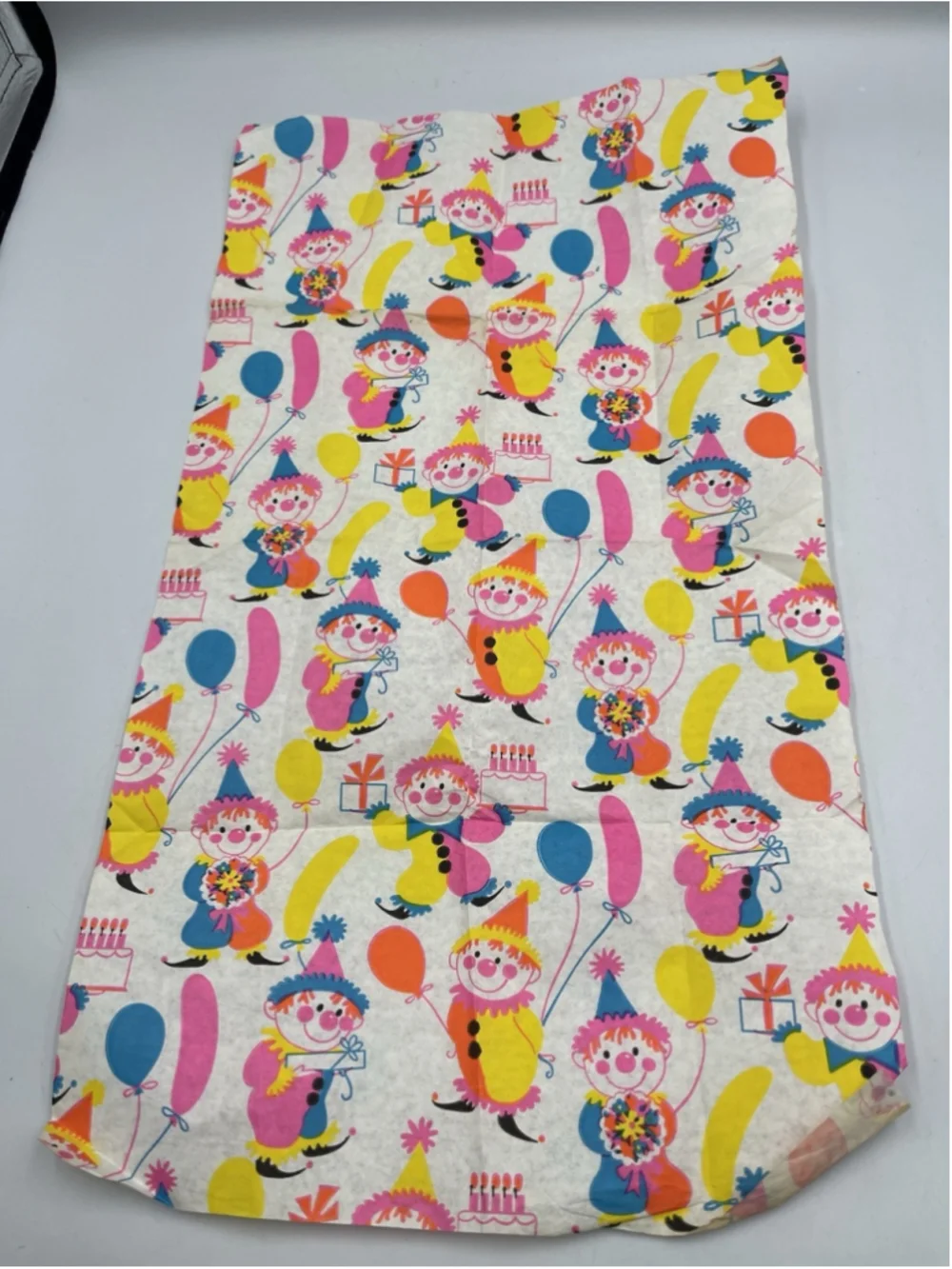 Vintage Tissue Paper 1960s Clowns Birthday 1 Sheet SEE ALL BRIGHT PRINT